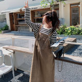 已现货2022秋新款背带连衣裙灯芯绒Q575-P95-控148，女装连衣裙，浙宝256