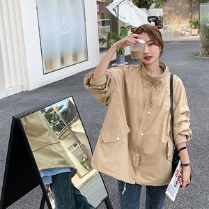 高级感卡其色风衣短外套女2025年春秋季新款韩系休闲宽松夹克上衣图片