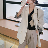 档口现货2023秋袖口配色白色西装外套C157-P120-控178买家秀，女装西装，浙宝256