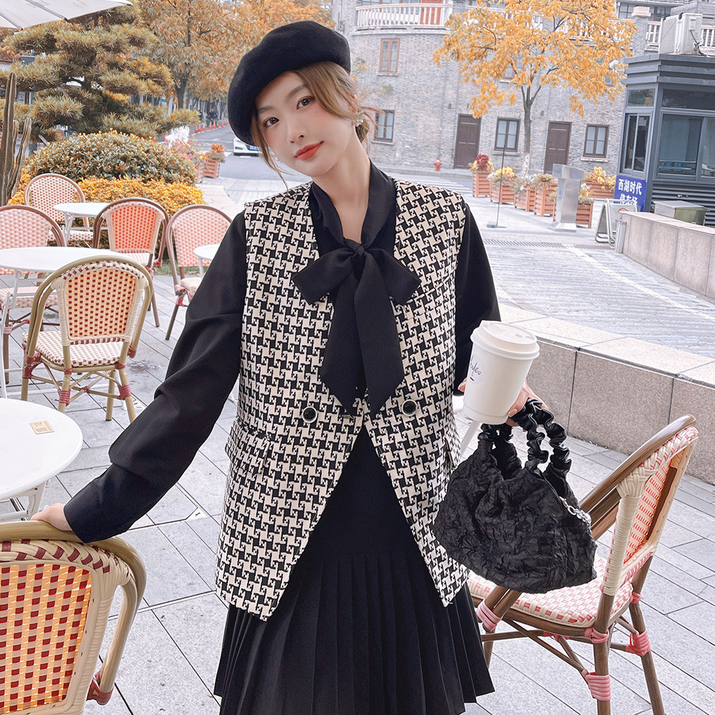 【档口现货2023秋马甲连衣裙套装C162-套P150-控218裙P100-控158，女装套装/套裙，浙宝256