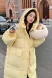 档口已现货2023冬新款黄色长款连帽棉服D722-P190-控278，女装棉衣/棉服，浙宝256