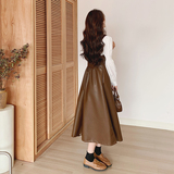 档口现货2026春吊带连衣裙皮衣皮裙有里布C180-P135-控218，女装连衣裙，浙宝256