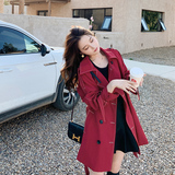 档口已现货2026春酒红色短款风衣外套7150-P145-控238，女装风衣，浙宝256