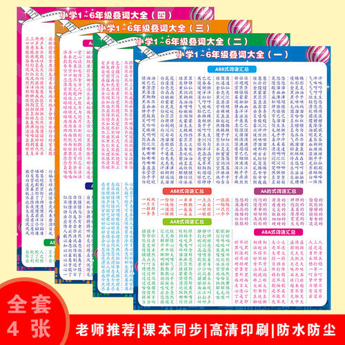 小学语文叠词大全挂图学习墙贴
