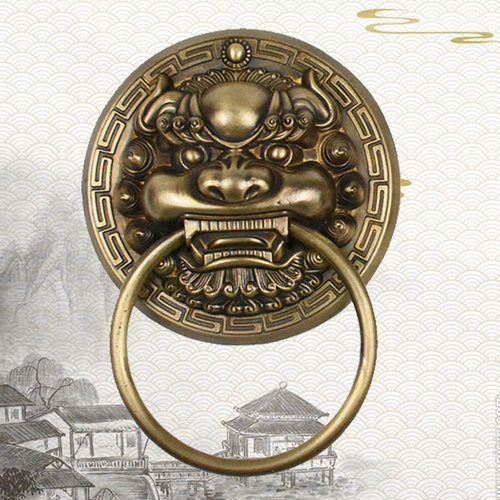 中式纯铜大门拉手狮子头门环拉环