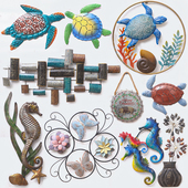 孤品集合 外贸复古花园铁艺动物立体彩绘浮雕工艺墙饰壁挂装 饰品