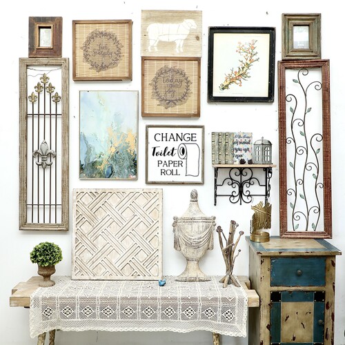 孤品集合--法式乡村风家居装饰品铁艺做旧花园浮雕壁饰壁挂工艺品