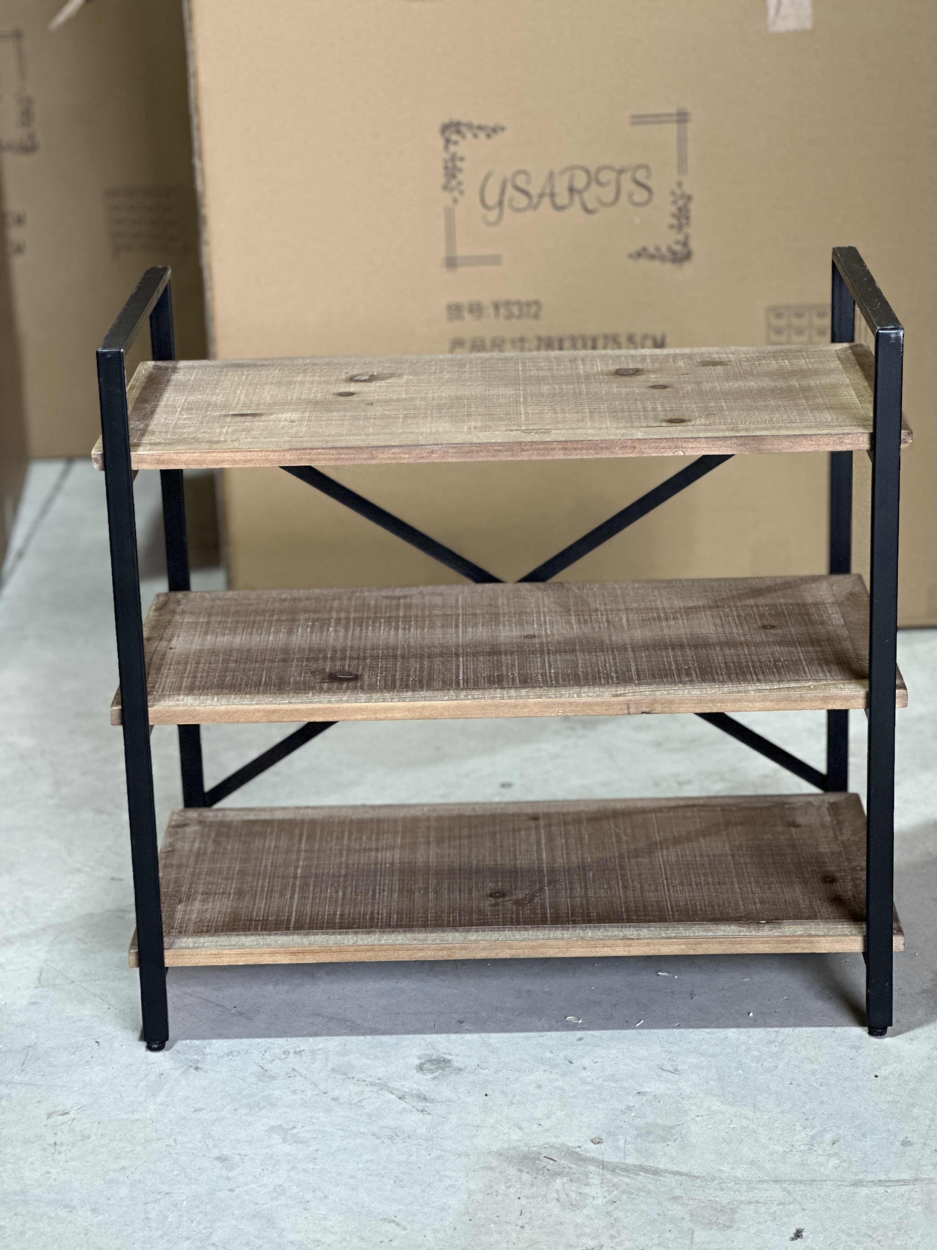 超特价！出口外贸原单创意设计复古实木铁艺三层置物架花架陈列架