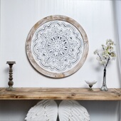 法式 饰 实木铁艺浮雕挂画墙面装 美式 波西米亚复古雕花壁挂民宿软装