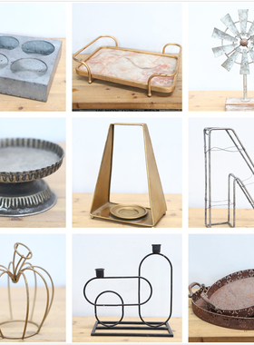 特价处理孤品--美式乡村家居庭院装饰铁木做旧杂货园艺工艺品摆件