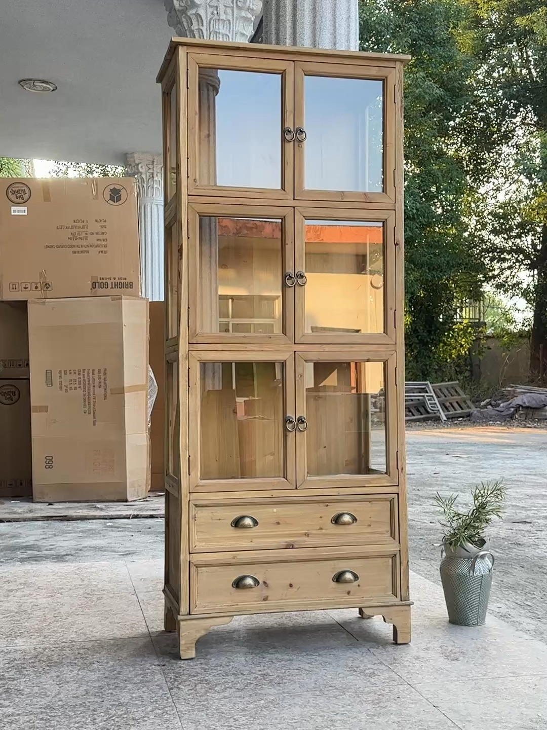 外贸出口乡村风格复古做旧实木玻璃门展示柜酒柜收纳柜陈列柜书柜,住宅家具,家用陈列柜,淘宝优惠券,粉丝福利购,淘宝优惠卷