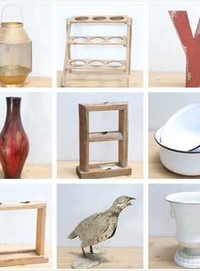 特价处理孤品--外贸复古家居庭院装饰工艺品摆件铁木做旧园艺杂货