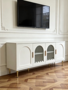 一折特价外贸原单Rite Sune法式风奶油白复古雕花家具长柜电视柜