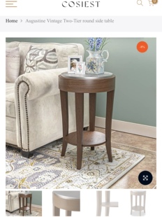 超特价!出口大牌原单COSIEST奥古斯丁复古双层圆形边桌角几花架