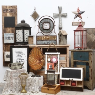 特价处理孤品--外贸展会样品家居饰品仿古做旧摄影道具桌面摆件