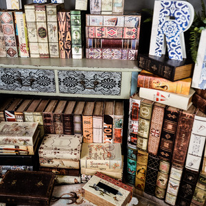 孤品集合--创意复古木质书盒仿古装饰摆件收纳盒假书陈列道具书柜