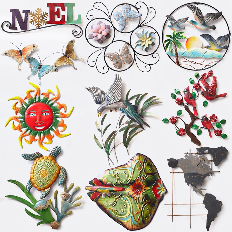 孤品大集合--美式乡村风格家居庭院装饰壁挂铁艺做旧动物造型壁饰