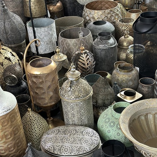 摩洛哥风格复古铁艺烛台灯笼灯罩仿铜仿古篓空雕花工艺品挂件摆件