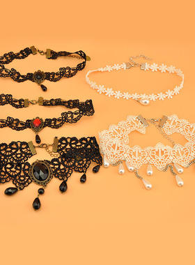 choker蕾丝项圈黑色流苏蕾丝项圈