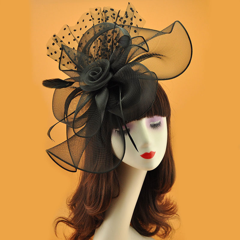 走秀网纱大花朵赛马会晚宴发饰