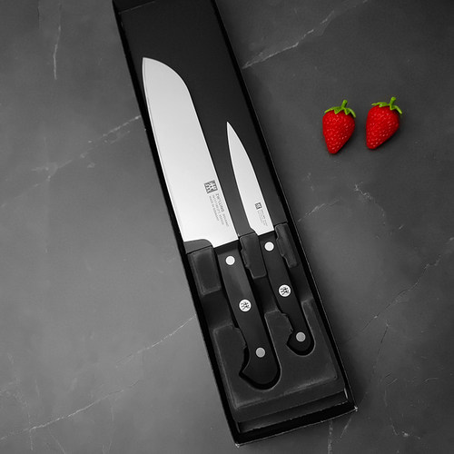 德国原装进口双立人刀具套装Gourmet中式菜刀中片刀磨刀器2件套