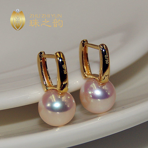 进口日本海水珍珠18k金耳钉
