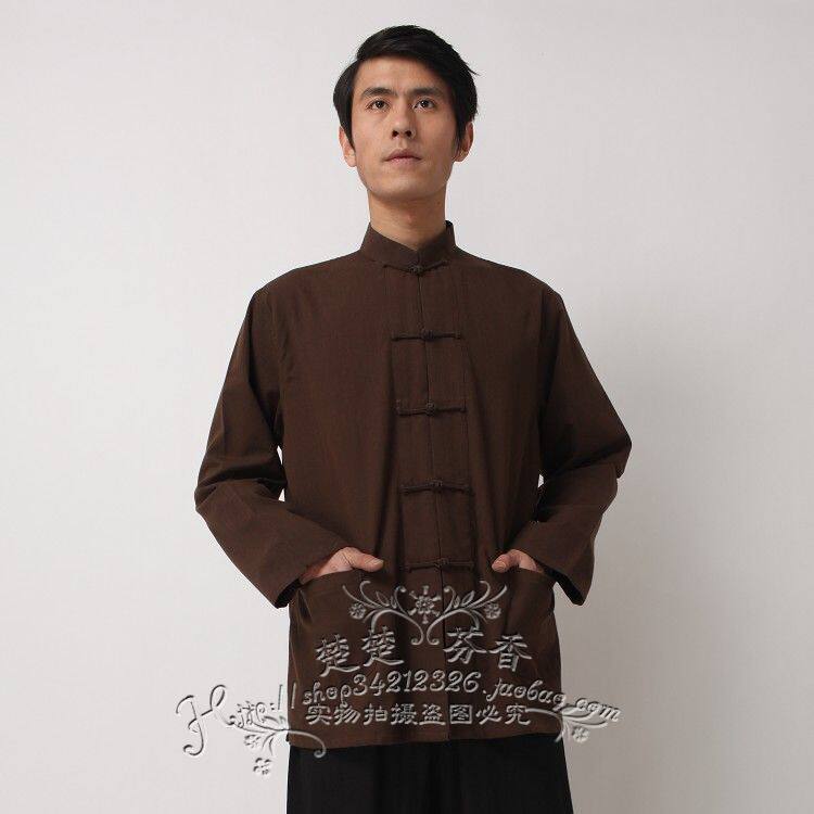 特价男士纯色唐装长袖上衣打底衫中式传统服装华服