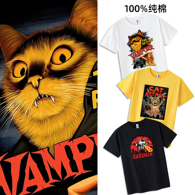 德古拉吸血鬼猫咪T恤短袖