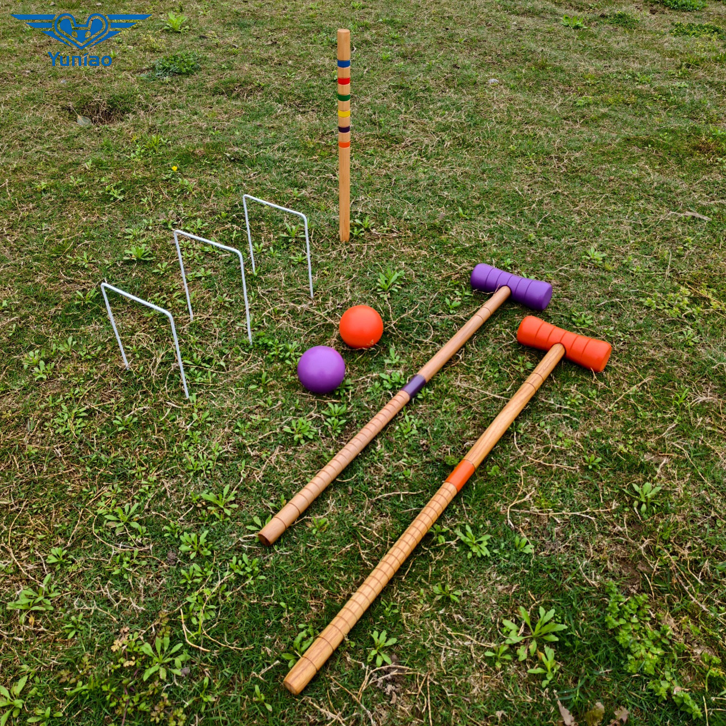 寓鸟门球套装户外运动彩色门球配件槌球杆槌球套装休闲运动木球