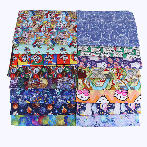 diy平纹碎花卡通猫咪纯棉布料