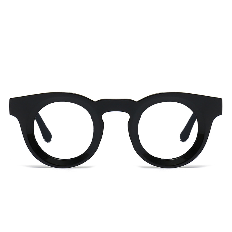 复古黑框圆形老花镜防蓝光老人男女高清老花镜亮黑色宽边防过敏