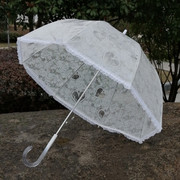 White love small fresh lady transparent umbrella net red folding transparent umbrella imitation lace love transparent long handle umbrella