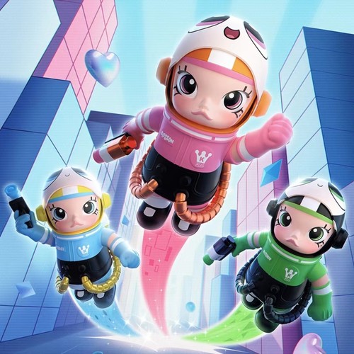 泡泡玛特 MOLLY 飞天小女警POWERPUFF潮玩手办400%+100%套装潮玩