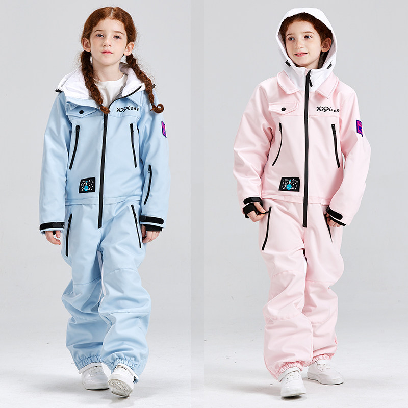 XXXsnow儿童滑雪服单板套装男童加绒连体雪服女童防水滑雪衣裤