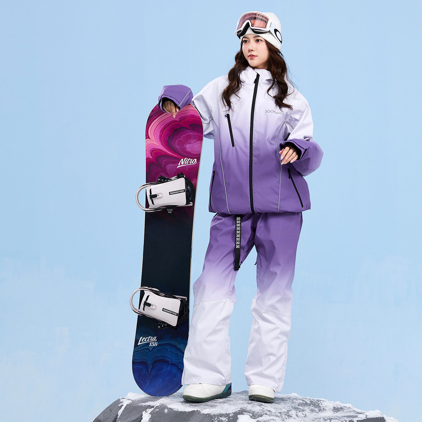 XXXsnow单板滑雪服套装女渐变滑雪衣3L防水加棉男雪地防寒服套装