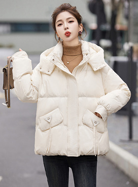 韩版冬季新款显瘦加厚短款羽绒服女宽松白鸭绒小个子外套 HE99821