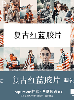 capture one样式 人像复古红蓝色调胶片调色滤镜 C1飞思预设CO762