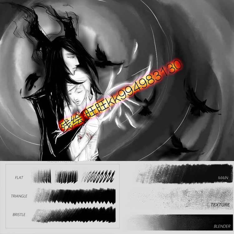 Clip Studio Paint笔刷 6款手绘炭笔铅笔CG绘画漫画笔触素材CSP94图片