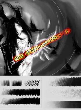 Clip Studio Paint笔刷 6款手绘炭笔铅笔CG绘画漫画笔触素材CSP94