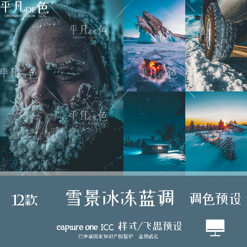 capture one样式 冬季雪景冰冻蓝调人像调色滤镜C1飞思预设CO911