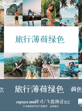 captureone样式 人像旅行人文薄荷绿旅拍调色滤镜C1飞思预设CO727