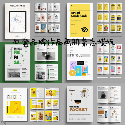 Indesign模板10套A4品牌指南作品项目书投资生活ID商业提案手画册