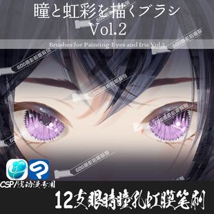 ClipStudioPaint笔刷动漫人像眼睛瞳孔虹膜CSP优动漫手绘画笔C856