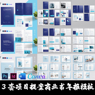 Indesign/Word/PSD模板3套A4 公司简介提案项目建议书宣传画册PDF