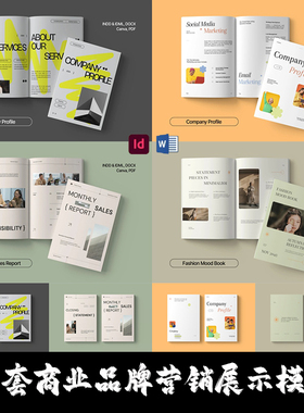 Indesign/Word模板4套A4产品展示提案品牌营销公司资料数据ID画册
