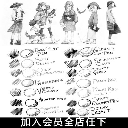 Clip Studio Paint笔刷 18款彩铅素描草图铅笔绘画画笔素材CSP07