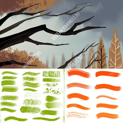 ClipStudioPaint笔刷干介质蜡笔粉尘色粉杂点水粉粗糙卤猫CSP笔触