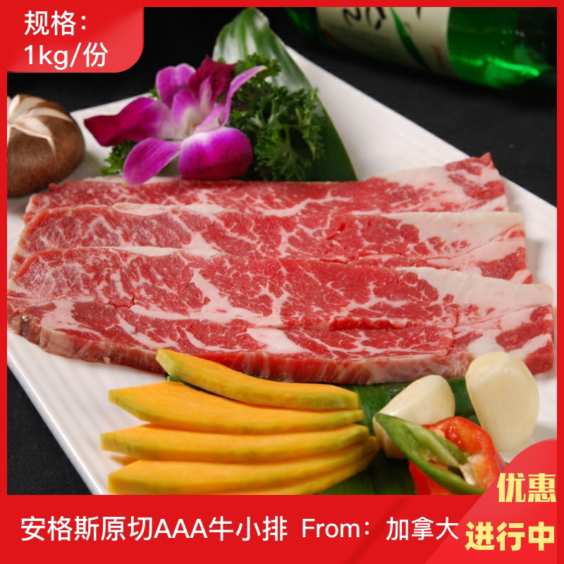 加拿大安格斯原切3a牛小排正关牛排雪花非腌制儿童家庭牛扒新鲜肉