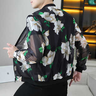 冰丝防晒衣男士夏季薄款棒球夹克网格镂空透气防晒服潮流休闲外套