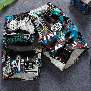 潮流裤 短裤 男生针织外穿直筒五分裤 运动休闲黑色加大加肥码 子男士